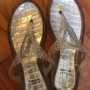 Stuart weitzman rhinestone jelly flip flops